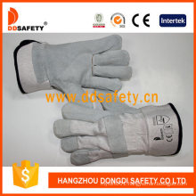 Grey Cow Split Labour Protection Leather Gloves for Construction